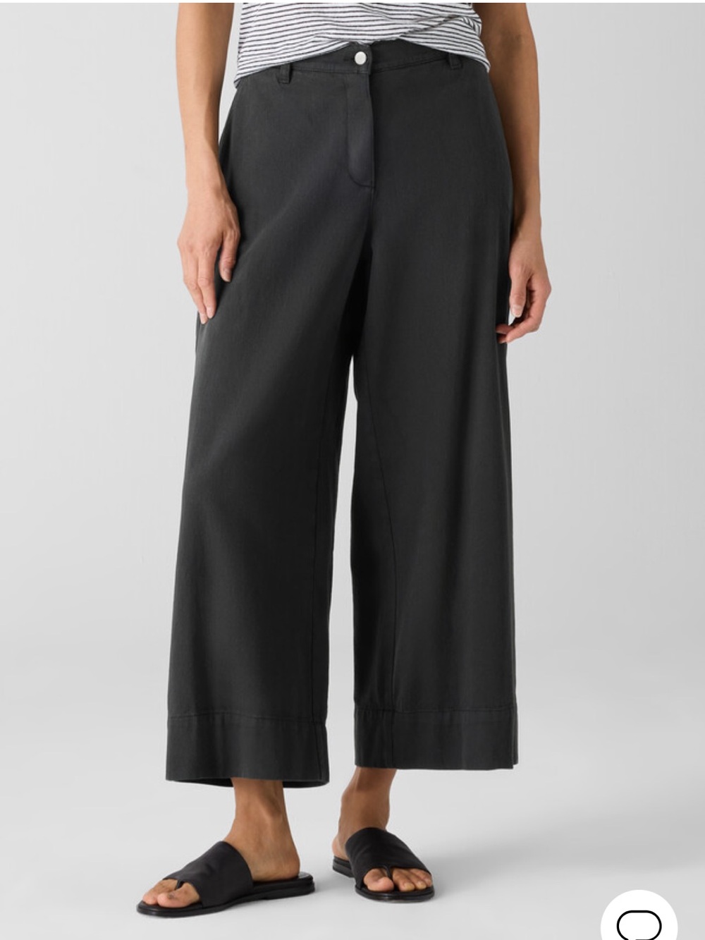 Eileen Fisher Black Wide-Leg Cropped Trousers